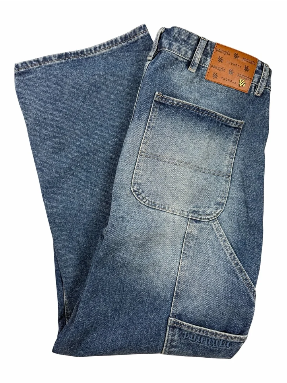 YoungLA 6015 Double Knee Carpenter Baggy Workwear Jeans Utility Denim 37x30.5 XL